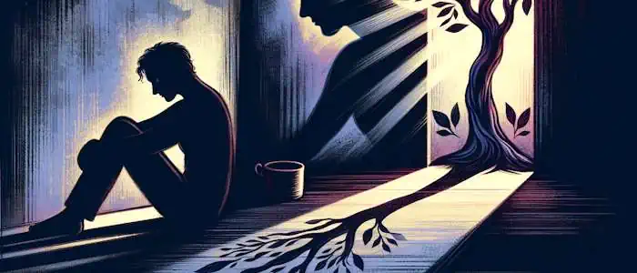 Ursachen von Eifersucht und Vertrauensproblemen in Partnerschaften: Illustration einer traurigen Person in einer Beziehung